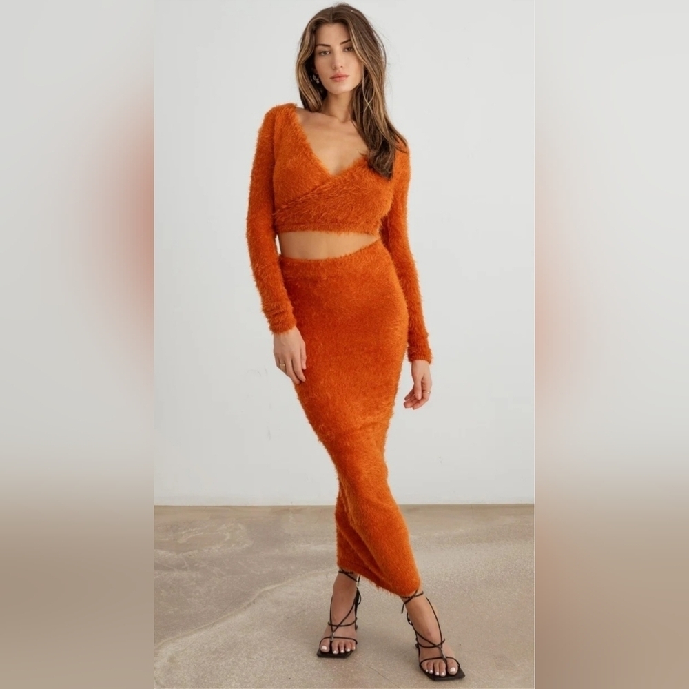 Super Soft Knit Wrap Crop Top & High Waist Махі Skirt Set #460, 461, 464